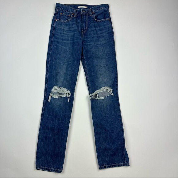 Classic Blue Distressed Women's Jeans - Picture 2 of 12
